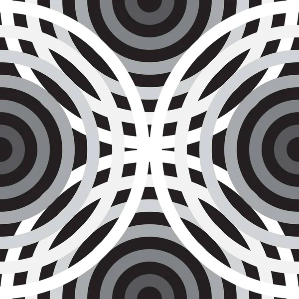 Абстрактный Фон Черно Белыми Восковыми Линиями Кругу Изгибами — стоковый вектор