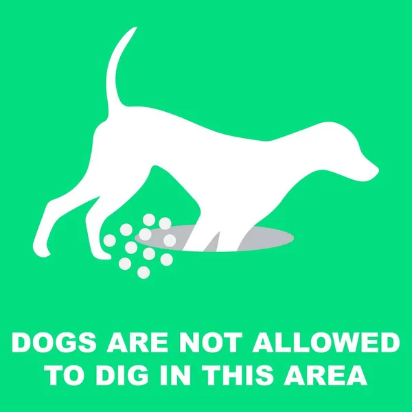 Sign Silhouette Dog Digging Holes Text Dogs Allowed Dig Area — Stock Vector