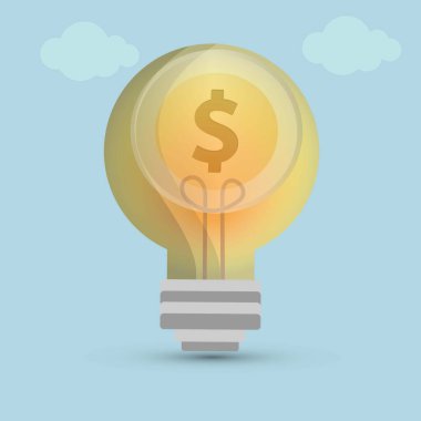 İçinde bir dolar olan ampul, para ve güç konsepti.