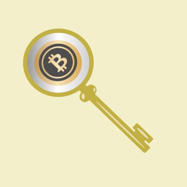 Bitcoin 'in para birimi sembollü basit altın anahtar