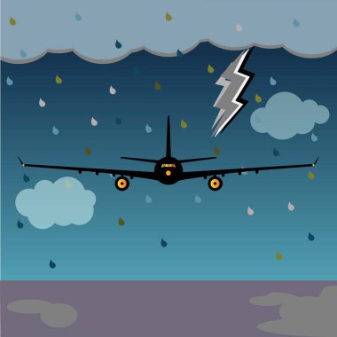 Fırtınalı bir havada uçan uçak 