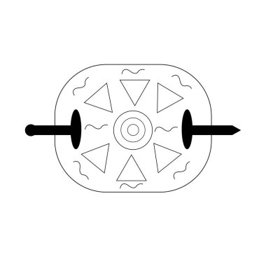 Üzerinde geometrik şekiller ve süslemeler olan saç tokası.