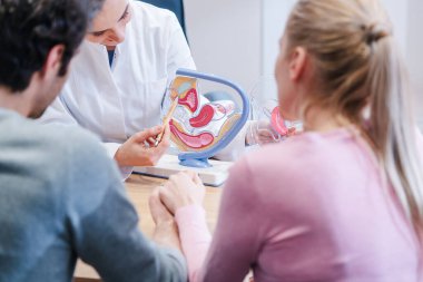 İyi haber mutlu görünüyordu doktor ile doğurganlık klinikte çocuk sahibi olmak isteyen çift