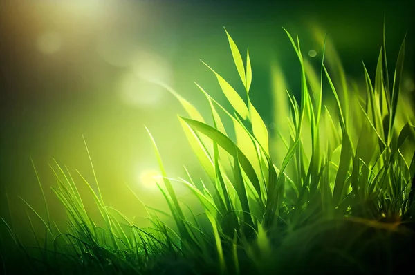 Poco Verde Erba Primavera Sfondo Naturale Primo Piano — Foto Stock