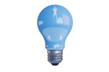 Modern LED bulb featuring a serene blue Micronesian star pattern for sustainable lighting clipart