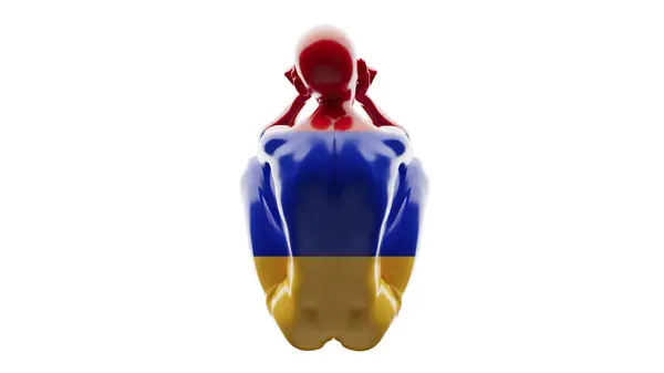 Абстрактна Скульптура Намальована Вірменському Прапорі Підкреслює Глибокі Червоні Сині Помаранчеві — стокове фото