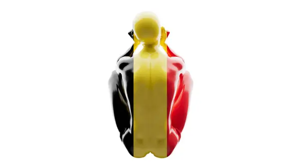 Figura Estilizada Envuelta Negro Amarillo Rojo Bandera Bélgica Sombra —  Fotos de Stock