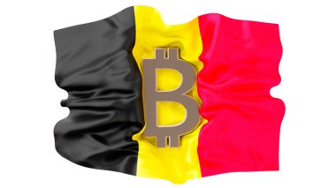 Belçika ulusal renkleriyle birleşen Bitcoin 'in canlı bir tasviri, kripto para birimi ve geleneksel ulusal sembollerin kesişimini vurguluyor.