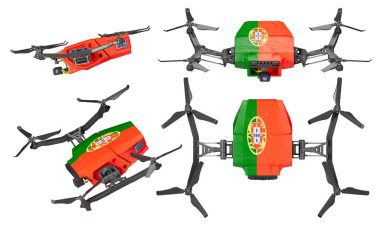Uçuşlarda yakalanan bu dronlar gururla Portekizlilerin yeşil ve kırmızı armalarını ve son teknoloji ile ulusal mirası birleştirdiklerini gösteriyor.