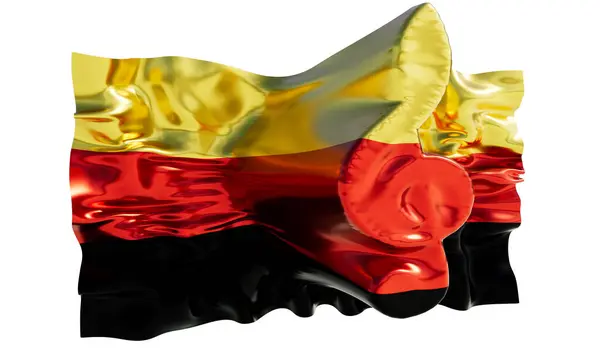 Německá Vlajka Proudícím Pohybu Zdobená Zlatou Trojitou Kličkou Mísící Národní — Stock fotografie