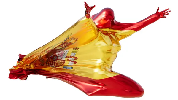 Umělecké Ztvárnění Abstraktní Podoby Zahalené Zářivých Odstínech Erbu Španělské Vlajky — Stock fotografie