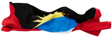 Lively image capturing the Antigua and Barbuda flag dynamic waves, showcasing its bold design and national colors. clipart