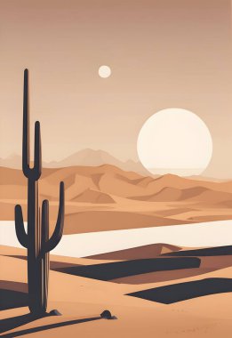 Abstract minimalistic art of desert clipart