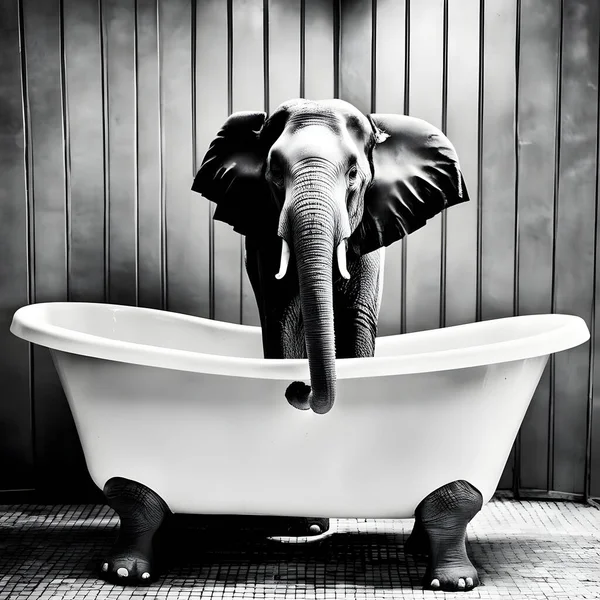 Funny Elephant Bathroom Stock Image