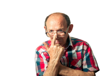 Yaşlı adamın komik portresi.