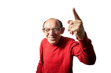 Yaşlı adamın komik portresi.