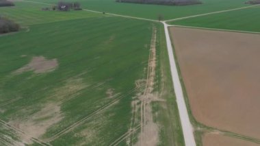 Gravel roads in province  in autumn time, aerial view 