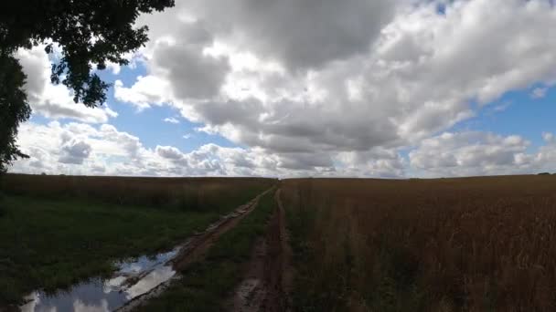 Summer End Bad Rural Road Rain Clouds Motion Time Lapse — Stock Video