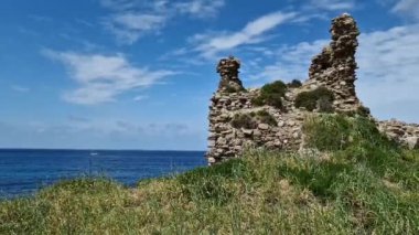 Methoni Kalesi Venedik Kalesi harabeleri ve deniz, Moreloponese, Yunanistan