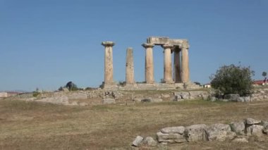 Antik Korint, Moreloponnese, Yunanistan 'daki tapınak kalıntıları