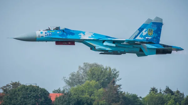 Radom Polen August 2017 Kampfflugzeuge Der Ukrainischen Luftwaffe Fliegen Über — Stockfoto