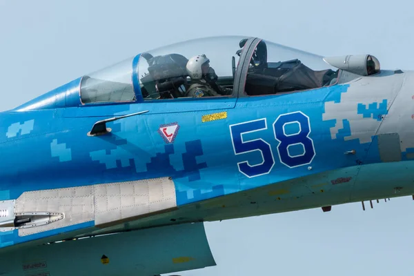 Radom Polonia Agosto 2017 Caza Fuerza Aérea Ucraniana Vuela Sobre —  Fotos de Stock