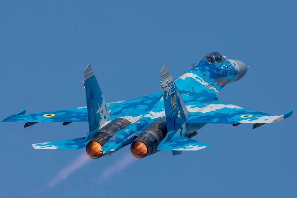 Radom Polen August 2017 Oekraïense Luchtmacht Strijder Vliegt Vliegveld Radom — Stockfoto