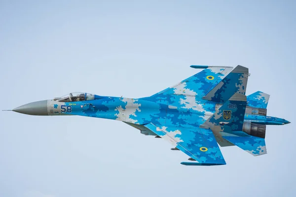 Radom Polen August 2017 Kampfflugzeuge Der Ukrainischen Luftwaffe Fliegen Über — Stockfoto