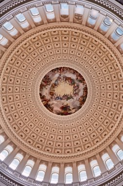 ABD Kongre Binası 'nın iç mekanının nefes kesici bir görüntüsü, Constantino Brumidi' nin 