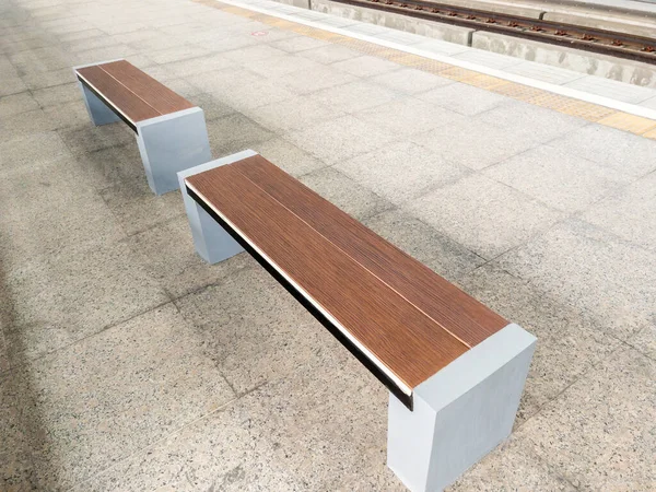 Modern Bench Passenger Platform City Station Front View Copy Space Royalty Free Stock Images