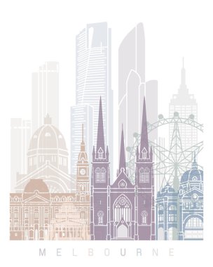 MELBOURNE SKYLINE POSTER PASTEL