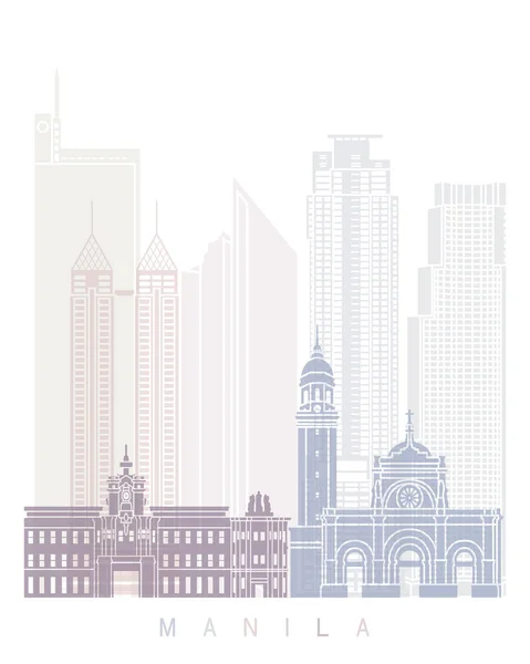Manila Skyline Poster Pastel — Zdjęcie stockowe