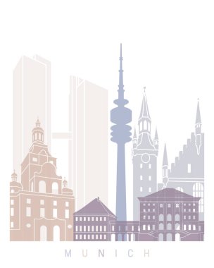  MUNICH SKYLINE POSTER PASTEL