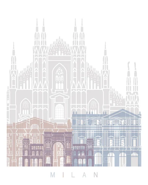 Milan Skyline Poster Pastel — Stock Photo, Image