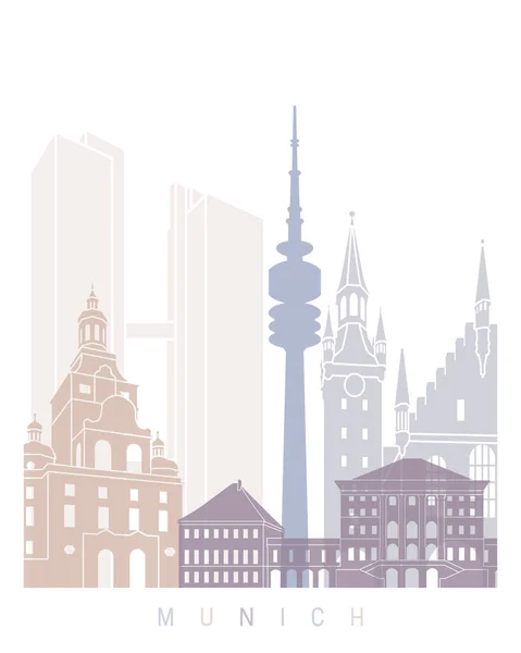 Munich Skyline Poster Pastel — Stok fotoğraf