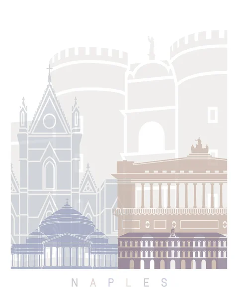 Naples Skyline Poster Pastel — Stock Photo, Image