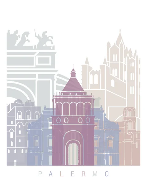 Palermo Skyline Poster Pastel — Stok fotoğraf