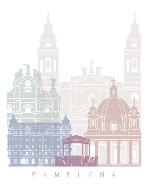 Pamplona Skyline Poster Pastel Rechtenvrije Stockafbeeldingen