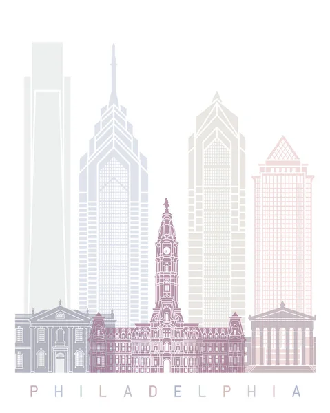 Philadelphia Skyline Poster Pastel — Zdjęcie stockowe