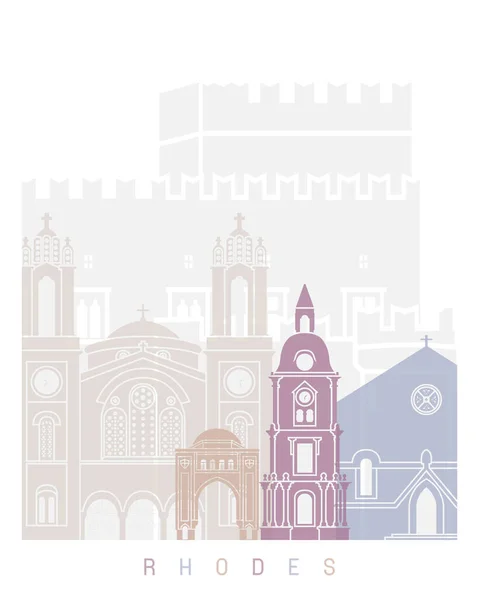 Rhodes Skyline Poster Pastel — 图库照片