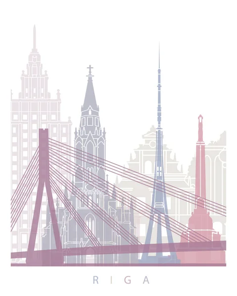 Riga Skyline Poster Pastel — Stock Fotó