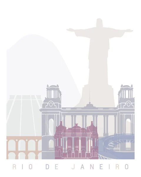 Rio Janeiro Skyline Poster Pastel — Stockfoto