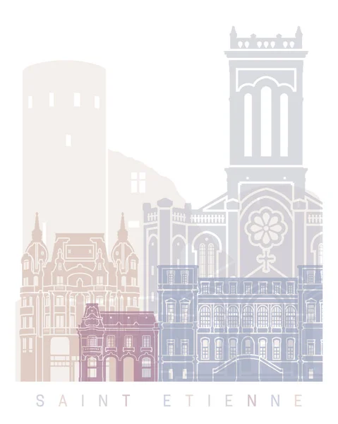 Saint Etenne Skyline Poster Pastel — 图库照片