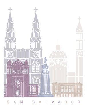 SAN SALVADOR SKYLINE POSTER PASTEL