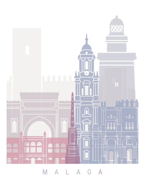 Malaga Skyline Poster Pastel — Zdjęcie stockowe