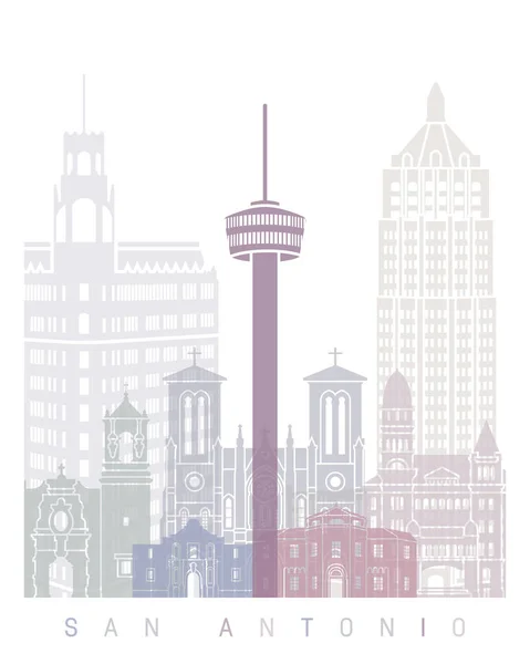 San Antonio Skyline Poster Pastel — Photo
