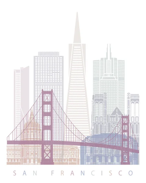 San Francisco Skyline Poster Pastel Fotos De Bancos De Imagens