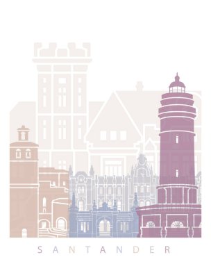Pastel renkli SANTANDER Skyline posteri