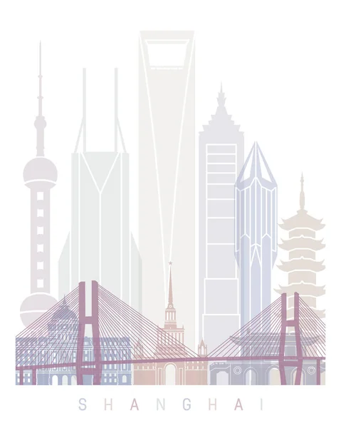 Plakat Shanghai Skyline Pastelowym Kolorze — Zdjęcie stockowe