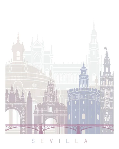Sevilla Skyline Affisch Pastellfärg — Stockfoto